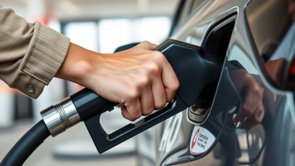 Refueling car at South Carolina gas station, price relief concept.