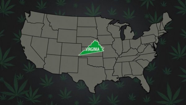 Virginia map with state seal pinpoint for adult-use cannabis sales