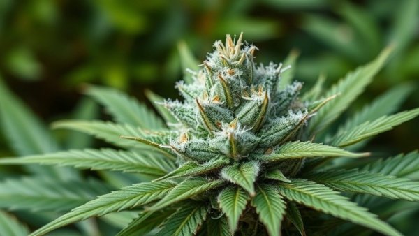 Vibrant cannabis plant bud amidst green foliage, cannabis rescheduling lawsuit.