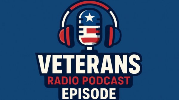Master in Business for Veterans podcast logo with patriotic design.