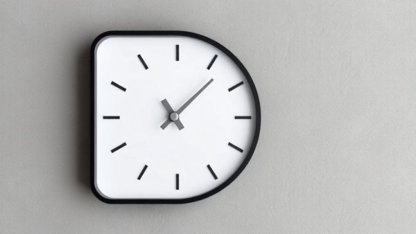 Minimalist wall clock against textured wall, representing precision.