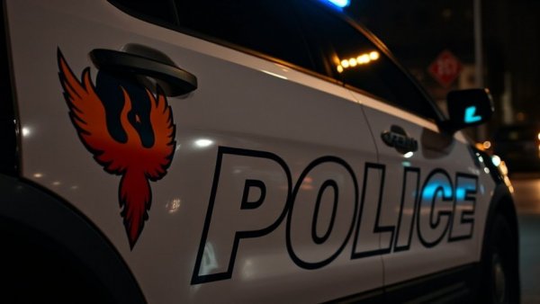 City of Phoenix police vehicle highlighting pedestrian safety at night.