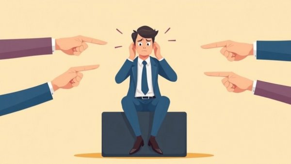 Illustration of workplace pressure with pointing fingers for 'Hidden cost of poor culture in dentistry'.