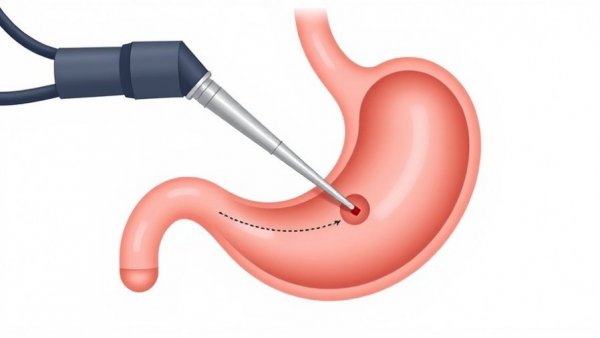 Illustration of gastric sleeve endoscopy procedure for weight loss