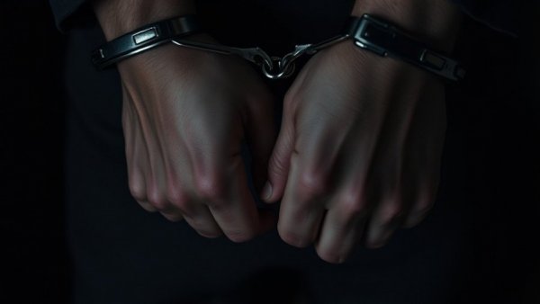 Handcuffed hands symbolizing infant trafficking in India, close-up.