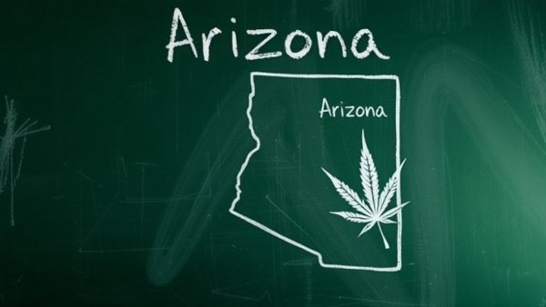 Chalk-drawn Arizona state with marijuana leaf, representing Arizona Marijuana Repeal Campaign Abandoned.