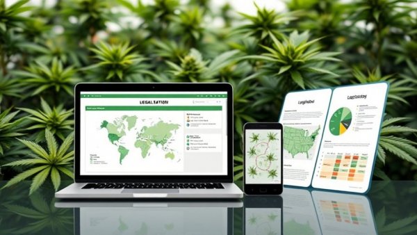 Tracking marijuana bills display with map and document.