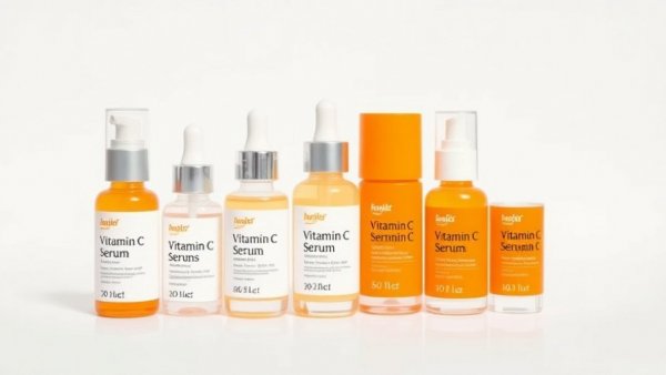 Vibrant Korean vitamin C serums in sleek, modern packaging.