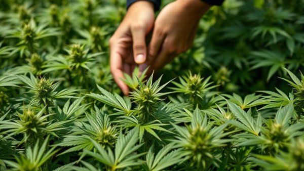 Virginia hemp farmers tending to hemp plants in a field.