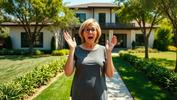 Affordable Luxury Living in Phoenix: Surprised woman in front of house.