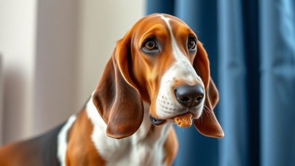 Dog training classes with attentive basset hound receiving a treat.