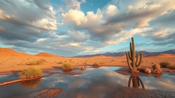 Desert landscape showing farm losses due to natural disasters.