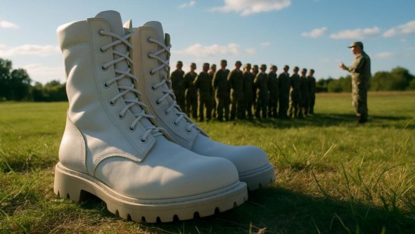 Veterans administration mental health resources symbolized by boots and soldiers in field.