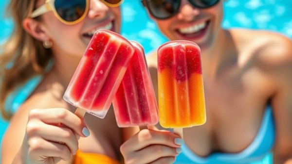 Refreshing popsicles by the pool, perfect pool party foods under 250 calories.