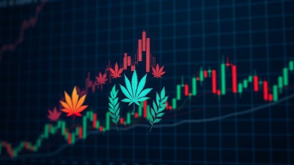 Cannabis stocks today: colorful bar chart with candlestick graph.