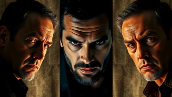 Collage of three serious men in dramatic light and contrast.