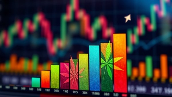 Cannabis stocks recovery represented by a colorful bar graph.