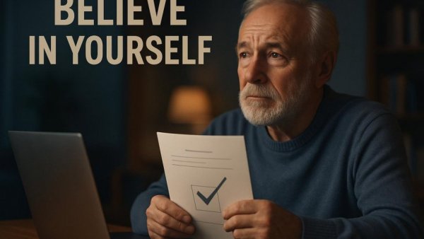 Contemplative older man in office with laptop and document, resources to help disabled veterans.