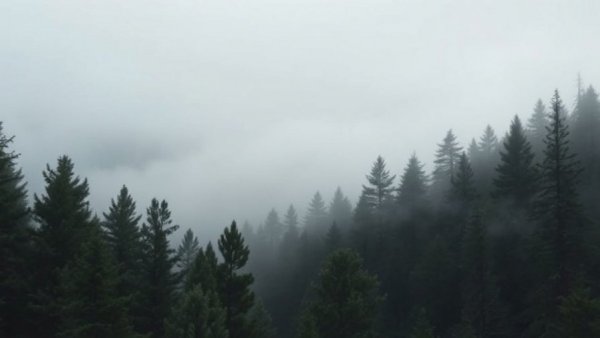 Foggy forest landscape illustrating high humidity effects.