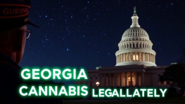 Georgia cannabis legalization graphic with Capitol building.