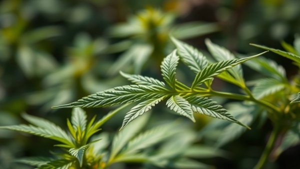Vibrant green cannabis leaf close-up in natural light.