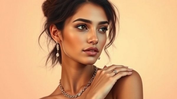 Confident young woman exuding individuality with elegant jewelry.