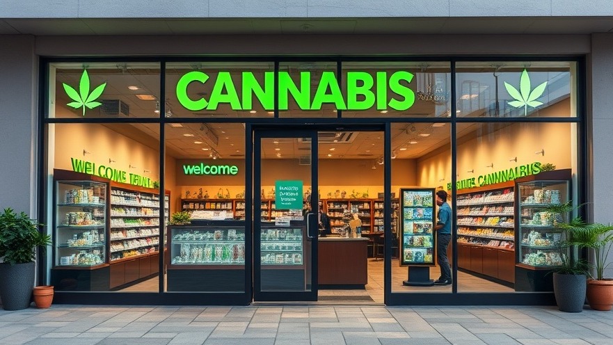Modern cannabis dispensary storefront featuring friendly staff and an educational vibe.