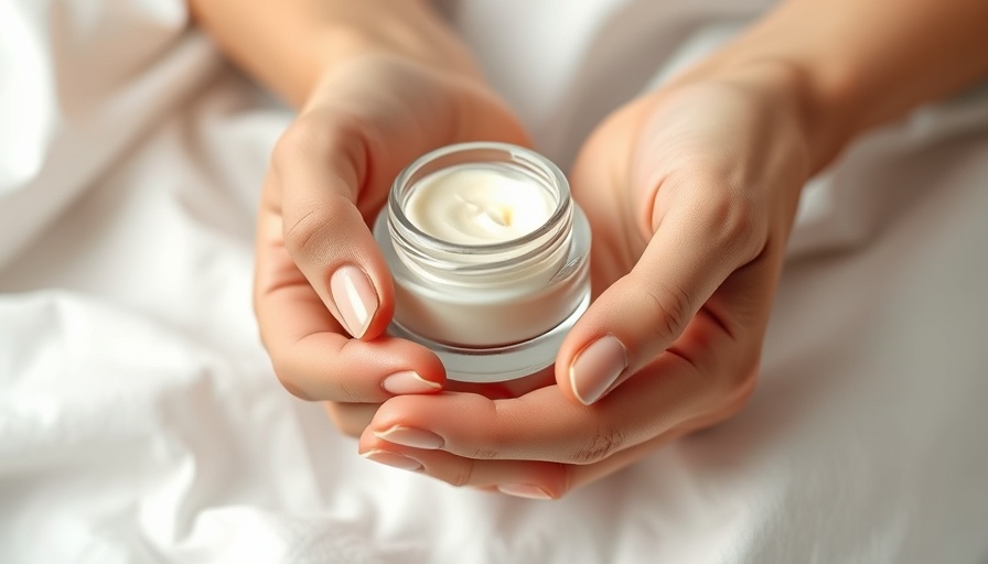 Hands applying clean healthy skincare product from a small jar.