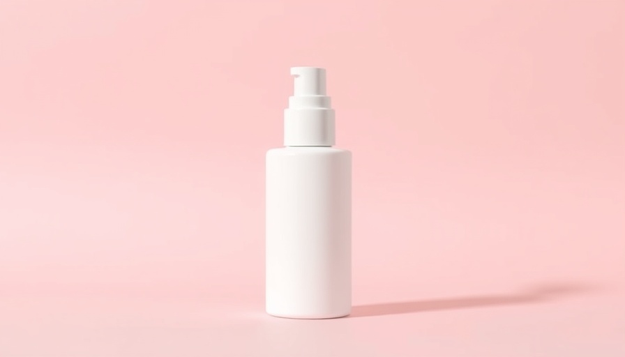 Minimalist white moisturizer bottle on soft pink background.