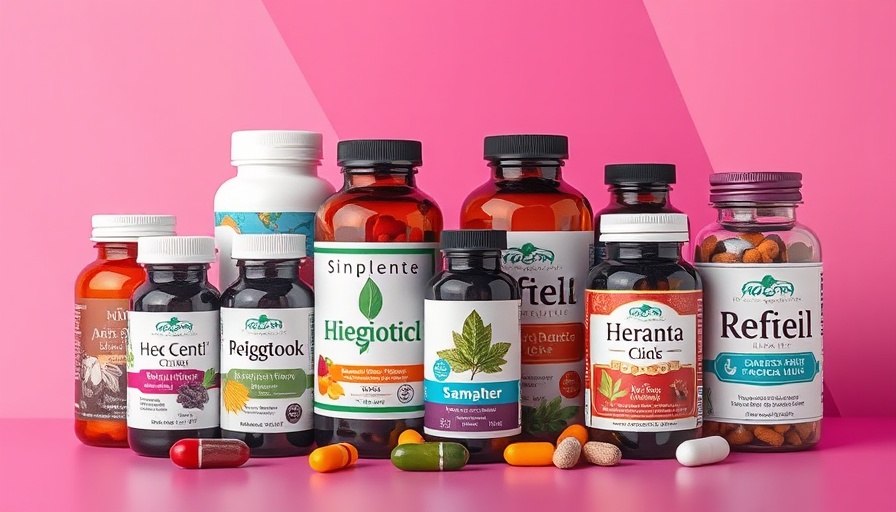 Green beauty tips herbal supplements on pink and purple background.