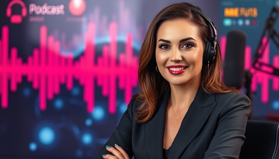 Cannabis industry podcast cover featuring a professional woman with soundwave graphics.