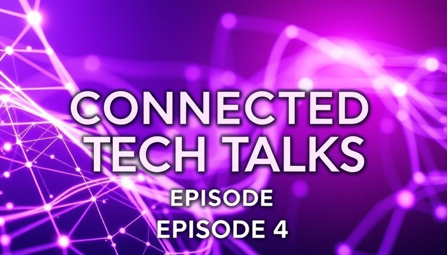 Technology podcast cover art with digital waveforms and purple theme.