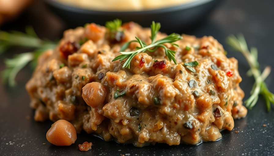 Delicious cannabis infused duck confit rillettes garnished with herbs.