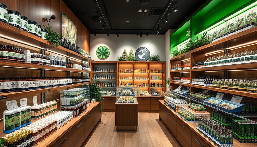 Cannabis Dispensary showcasing products in a modern interior.