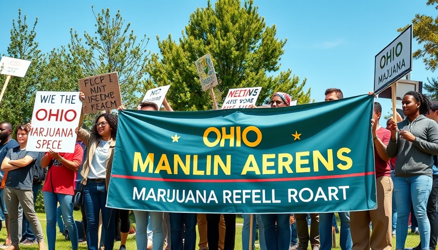 Ohio marijuana reform discussion in outdoor gathering.