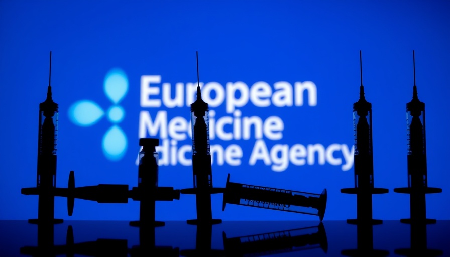 Romvimza medication syringes in front of European Medicines Agency logo.