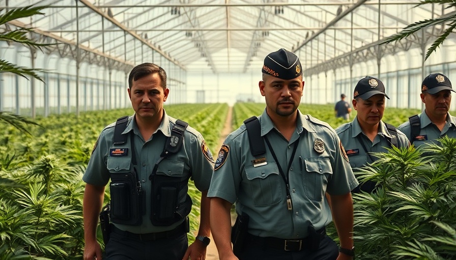 ICE officers conducting a raid in a California cannabis greenhouse.