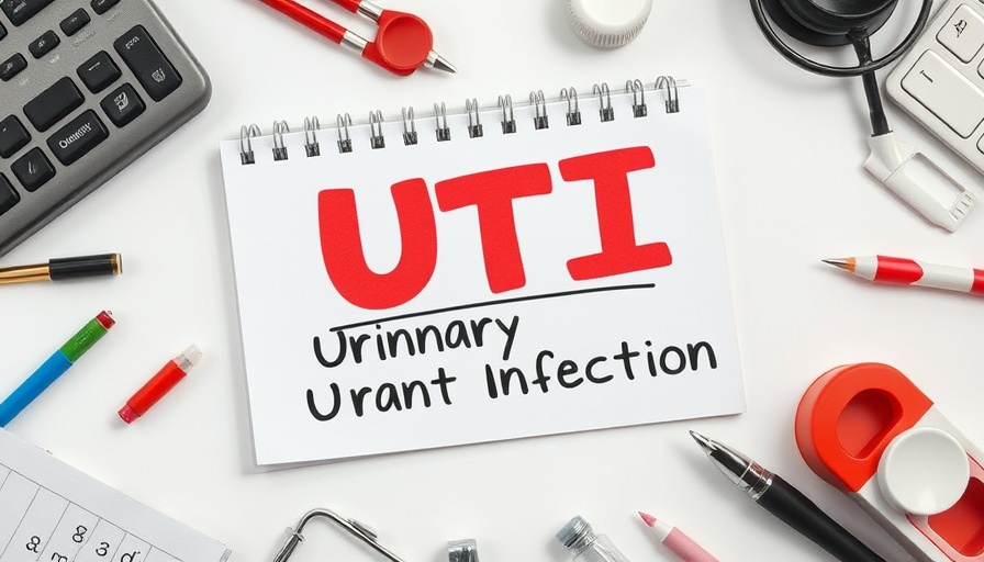 UTI linked to heart attack and stroke: notebook, medical theme.