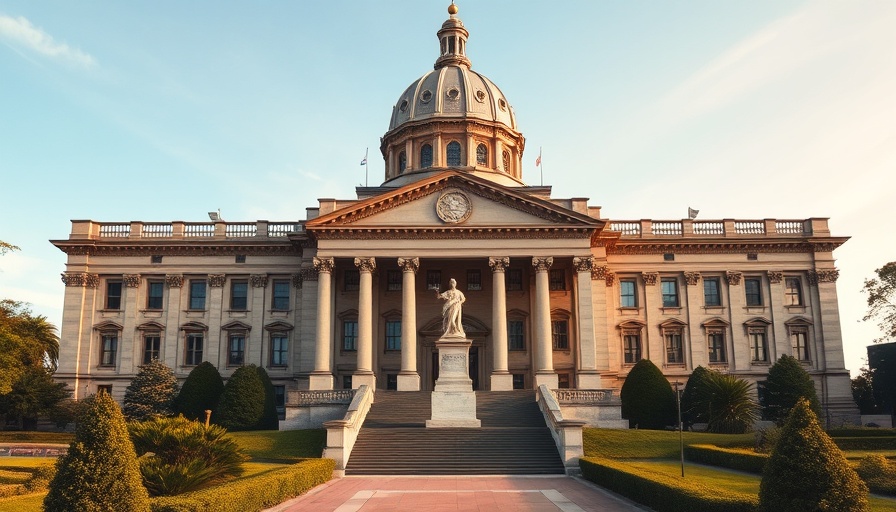 Historic government building with dome related to Michigan cannabis market tribal-state compact.