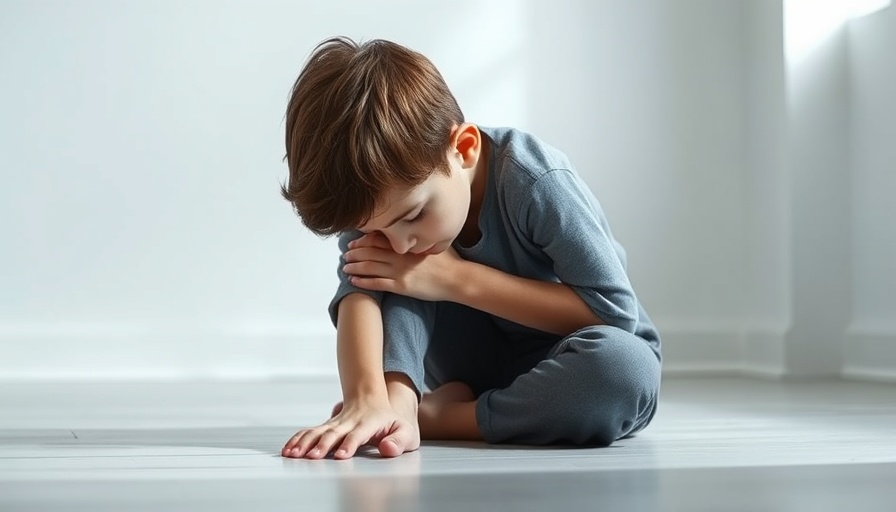 Anxiety in kids depicted by a boy sitting with head down.