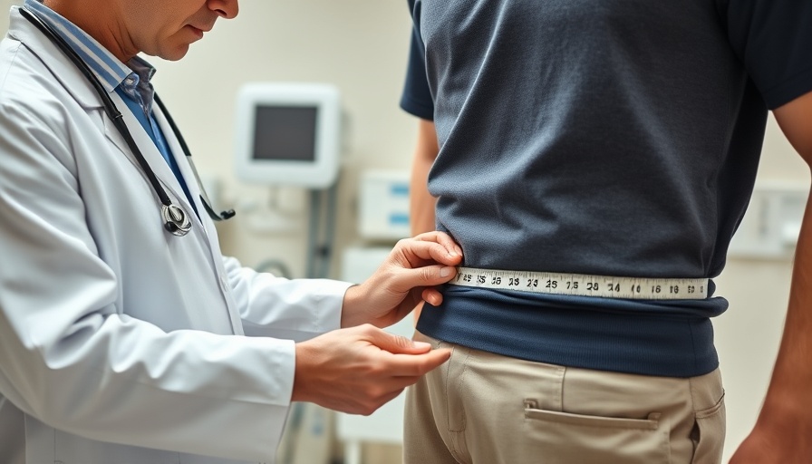Doctor measuring waist circumference, emphasizing liver health.