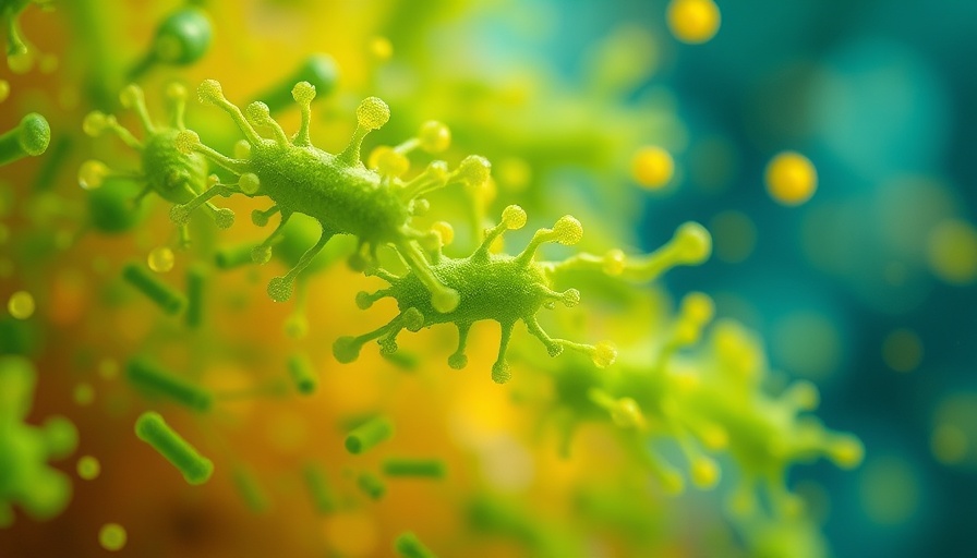 Vibrant green probiotic bacteria for cardiovascular health, macro view.