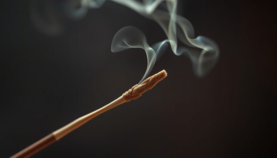 Burning sage stick with smoke for fall fragrance trends.