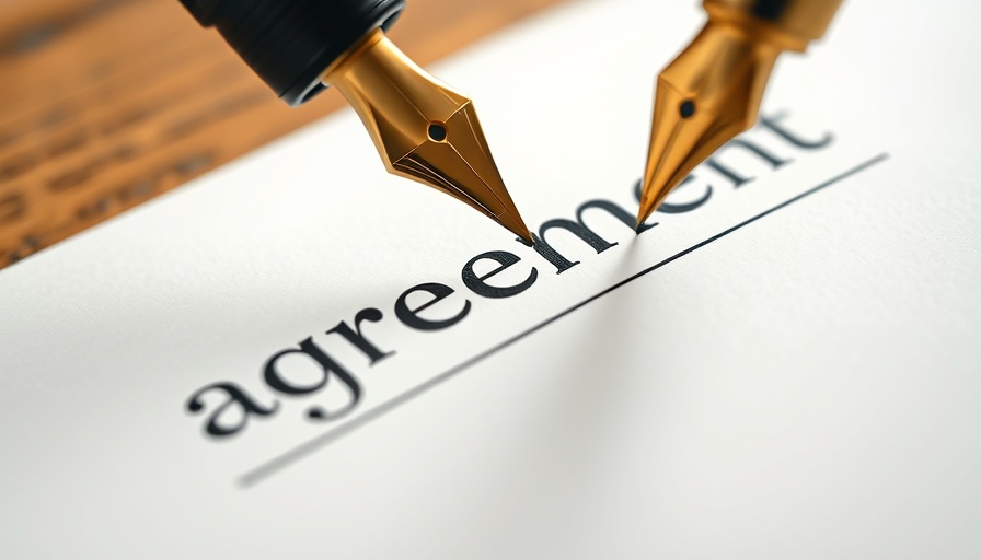 Fountain pen writing 'agreement' on paper symbolizing KRAS G12D inhibitor development.