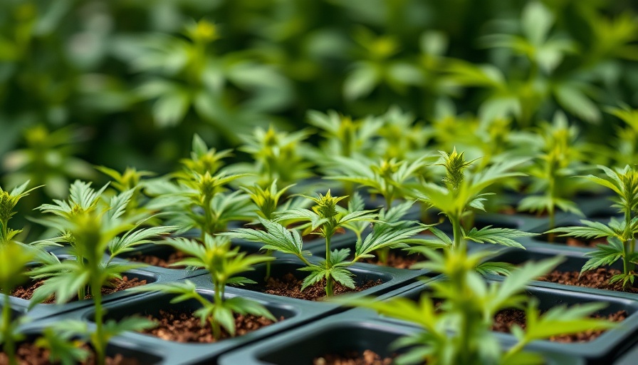 Young cannabis plants thriving in trays, representing cannabis retail behavioral science.