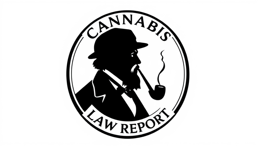 Cannabis law report badge with historical figure silhouette