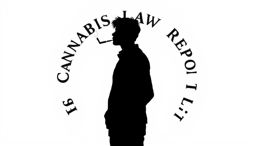 Monochrome cannabis law logo with smoking silhouette