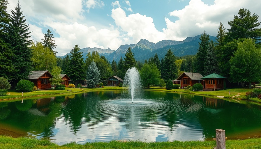 Lush landscape at rainbow trout farm in Sedona, featuring a pond.
