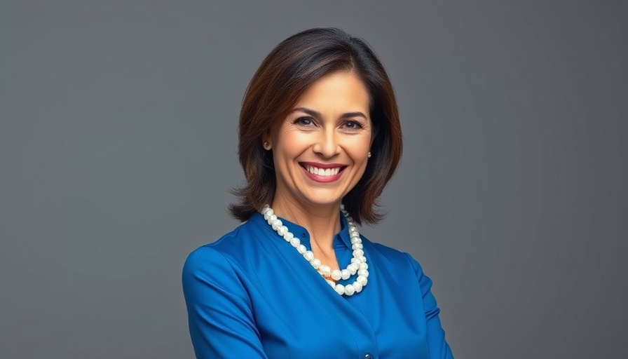 Anna María Chávez smiling in a blue blouse and pearl necklace.