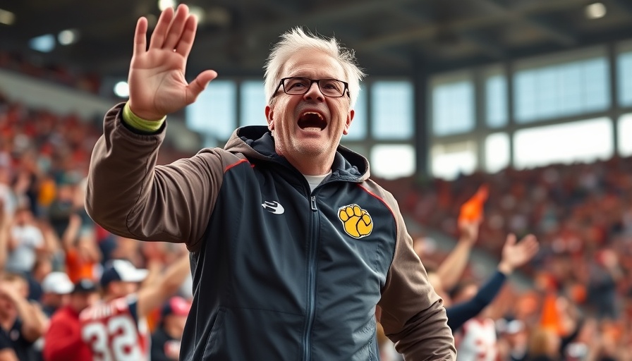 Arizona State coach cheering energetically, vivid stadium scene.